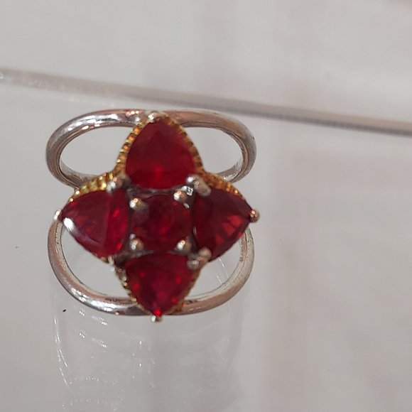 Red ruby star sterling ring by STS - Picture 1 of 7